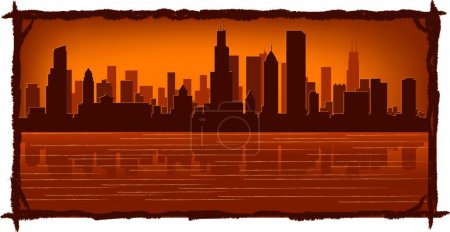 Téléchargez les illustrations : Illustration vectorielle de Chicago Skyline - en licence libre de droit
