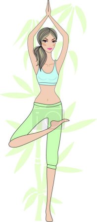 Téléchargez les illustrations : "yoga femme illustration vectorielle - en licence libre de droit