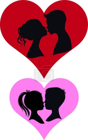 Illustration for Illustration of the couples kissing, vector - Royalty Free Image