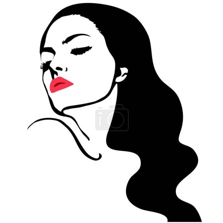 Illustration for Beautiful woman face with red lips - Royalty Free Image