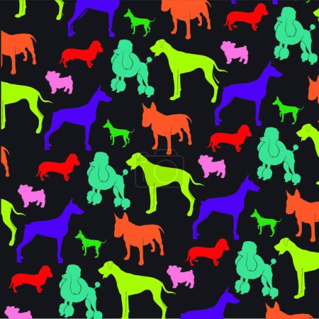 Ilustración de Perros de color sobre fondo oscuro - Imagen libre de derechos