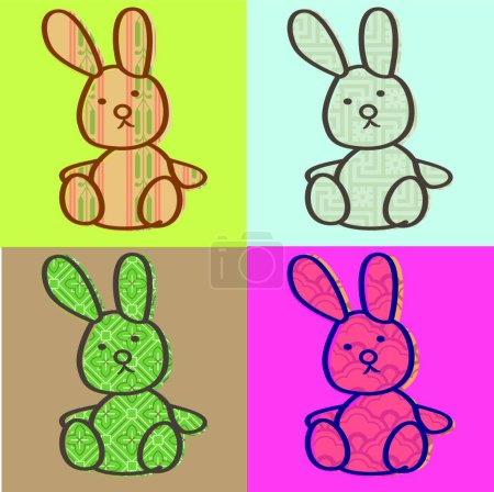 Ilustración de Ilustración de los conejos con patrones - Imagen libre de derechos