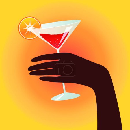 Ilustración de Mano sosteniendo una copa de cóctel - Imagen libre de derechos
