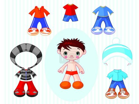 Ilustración de Niño con ropa, ilustración vectorial gráfica - Imagen libre de derechos