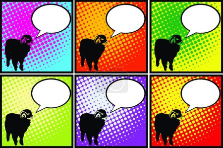 Téléchargez les illustrations : Moutons dans le pop art, illustration vectorielle graphique - en licence libre de droit