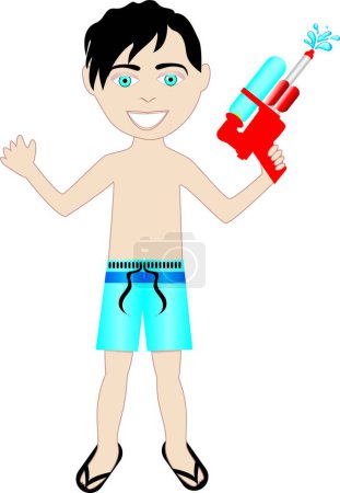 Téléchargez les illustrations : Maillot de bain Watergun Boy, illustration vectorielle graphique - en licence libre de droit