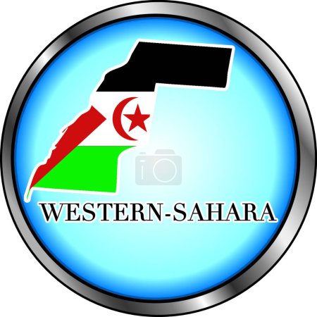 Illustration for Western Sahara Round Button, vector illustration - Royalty Free Image