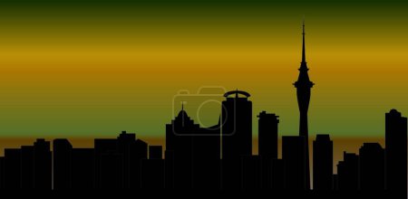 Illustration for Illustration of the Auckland skyline night - Royalty Free Image