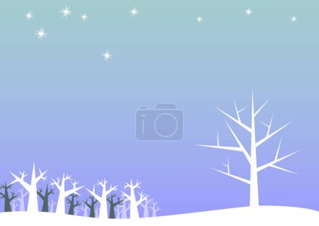 Ilustración de Árboles blancos en una noche de invierno - Imagen libre de derechos
