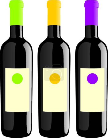 Téléchargez les illustrations : Bouteilles de vin de forme classique - en licence libre de droit