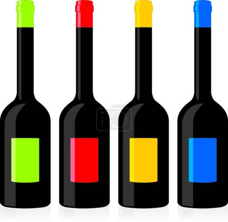 Ilustración de Conjunto de botellas de vinagre balsámico aislado - Imagen libre de derechos