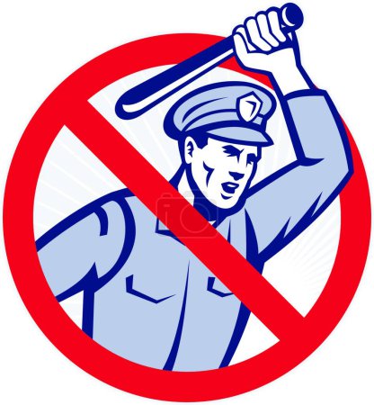 Illustration for Police Brutality Policeman With Baton, graphic vector illustration - Royalty Free Image