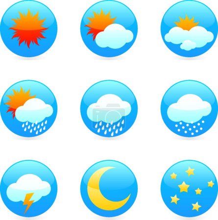 Téléchargez les illustrations : Icônes météo isolées illustration vectorielle - en licence libre de droit