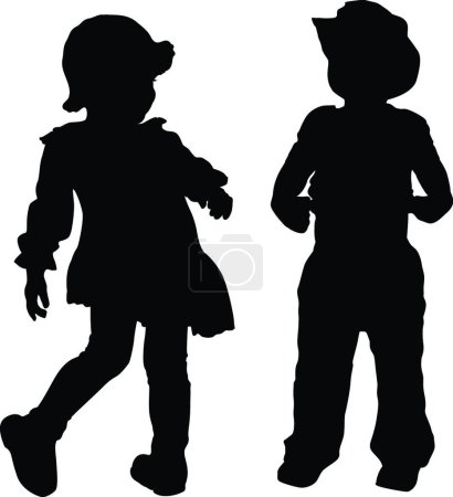 Téléchargez les illustrations : Illustration de silhouettes pour enfants - en licence libre de droit