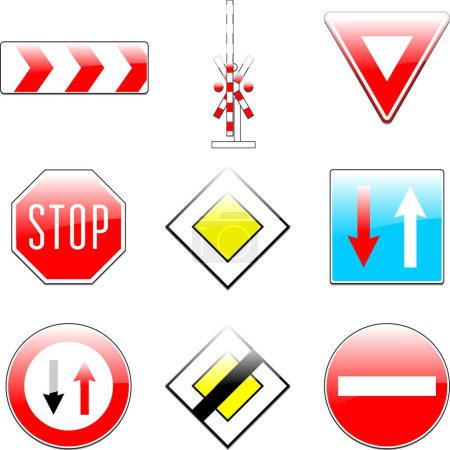 Téléchargez les illustrations : Illustration des panneaux routiers européens - en licence libre de droit
