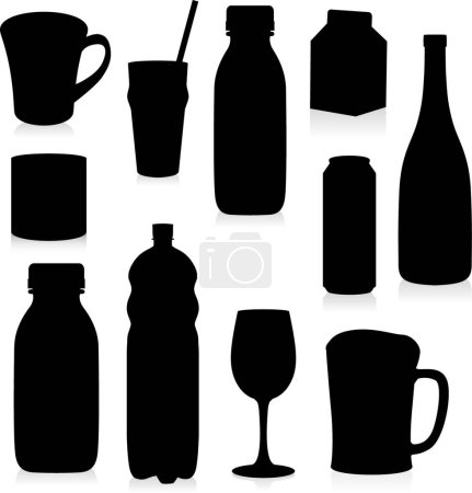 Téléchargez les illustrations : Illustration des récipients à boisson isolés - en licence libre de droit