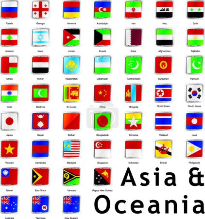Téléchargez les illustrations : Illustration des drapeaux asiatiques isolés - en licence libre de droit