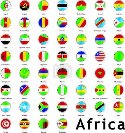 Téléchargez les illustrations : Illustration des drapeaux africains isolés - en licence libre de droit