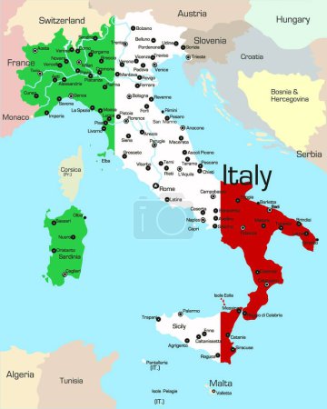 Téléchargez les illustrations : Carte d'illustration de l'Italie - en licence libre de droit