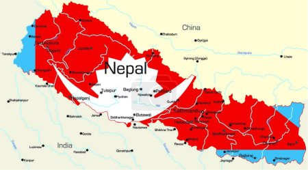 Téléchargez les illustrations : Illustration carte du Népal - en licence libre de droit