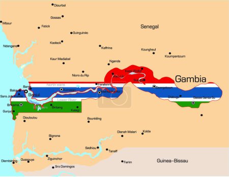 Illustration for Illustration map of Gambia - Royalty Free Image