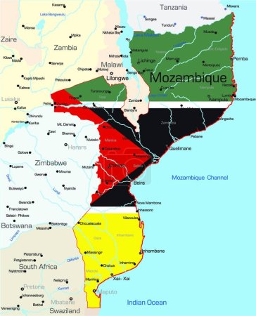 Téléchargez les illustrations : Illustration carte du Mozambique - en licence libre de droit