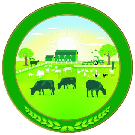 Ilustración de Insignia de agricultura verde, ilustración vectorial gráfica - Imagen libre de derechos