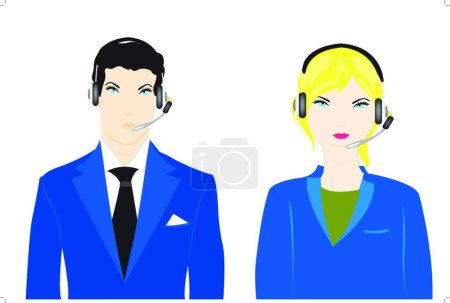 Illustration for Man and woman operators, graphic vector illustration - Royalty Free Image