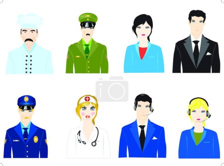 Téléchargez les illustrations : Icônes du peuple profession variée illustration vectorielle - en licence libre de droit