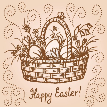 Téléchargez les illustrations : Panier de Pâques, illustration vectorielle graphique - en licence libre de droit