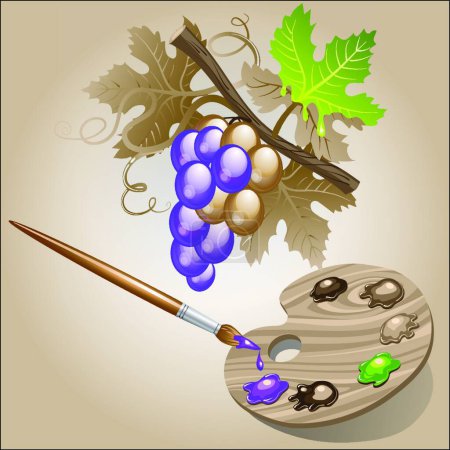Téléchargez les illustrations : Coloriage de l'illustration vectorielle de raisin - en licence libre de droit