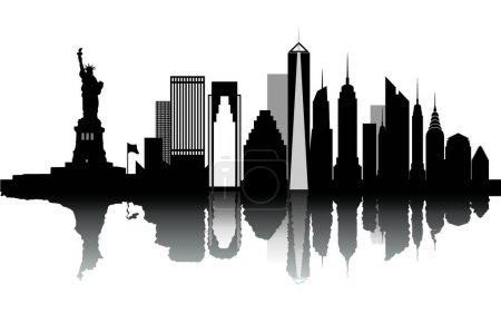 Téléchargez les illustrations : Illustration vectorielle skyline de New York - en licence libre de droit