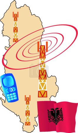 Ilustración de Conexión móvil de Albania, ilustración vectorial - Imagen libre de derechos