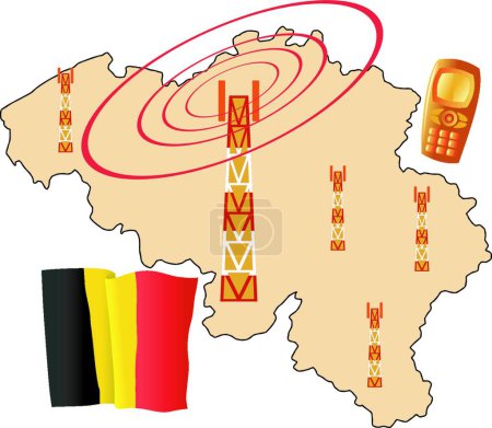 Ilustración de Conexión móvil de Bélgica, ilustración vectorial - Imagen libre de derechos