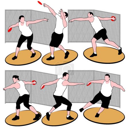Illustration for Set of discus throwing athletes - Royalty Free Image