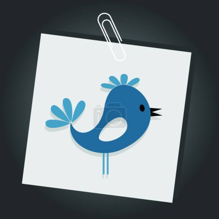 Illustration for Bird on sheet, stylish vector illustration - Royalty Free Image