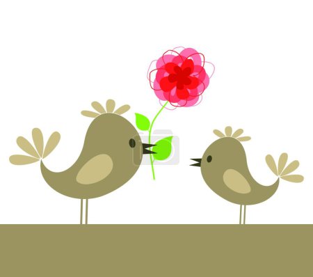 Téléchargez les illustrations : Amour des oiseaux, illustration vectorielle colorée - en licence libre de droit