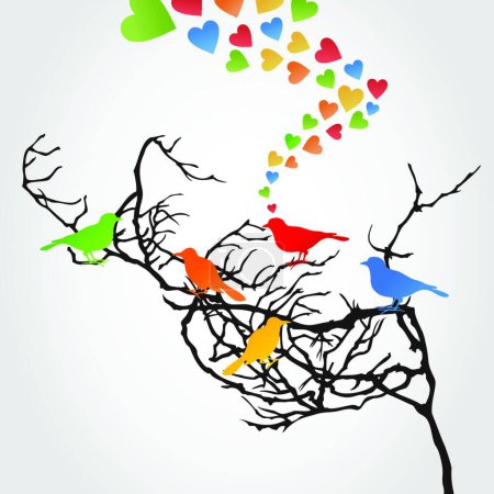 Téléchargez les illustrations : L'amour des oiseaux illustration vectorielle moderne - en licence libre de droit