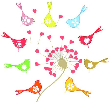 Téléchargez les illustrations : Amour des oiseaux, illustration vectorielle colorée - en licence libre de droit