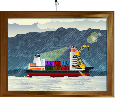 Illustration for Ship in the storm modern vector illustration - Royalty Free Image