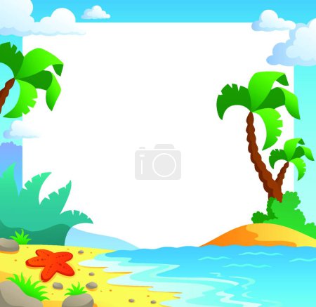Téléchargez les illustrations : Cadre de thème de plage illustration vectorielle moderne - en licence libre de droit