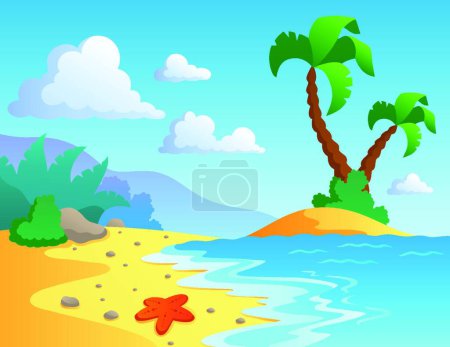 Téléchargez les illustrations : Illustration vectorielle moderne de paysage de thème de plage - en licence libre de droit