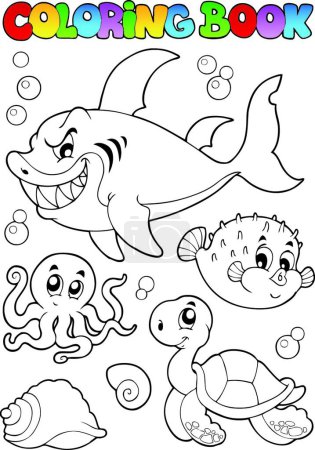 Illustration for Coloring book various sea animals - Royalty Free Image