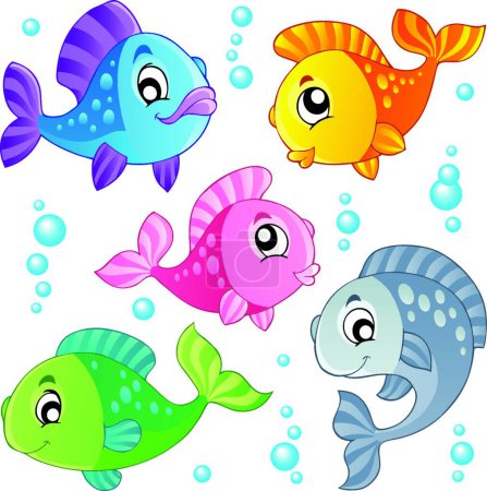 Illustration for Various cute fishes collection - Royalty Free Image