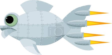 Illustration for Fantastic metal fish   vector  illustration - Royalty Free Image