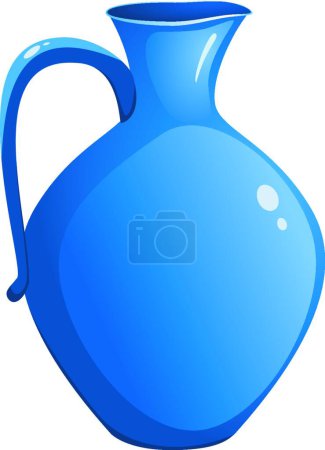 Illustration for Blue ceramic pitcher. vector - Royalty Free Image