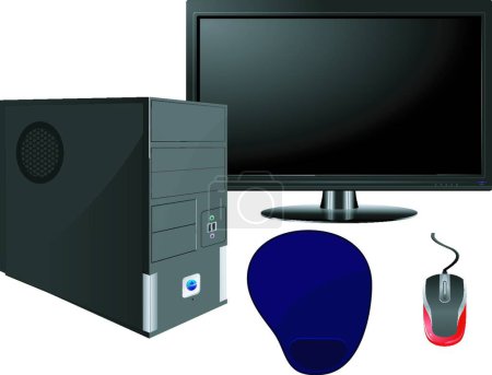 Illustration for Set of computer components, vector illustration - Royalty Free Image