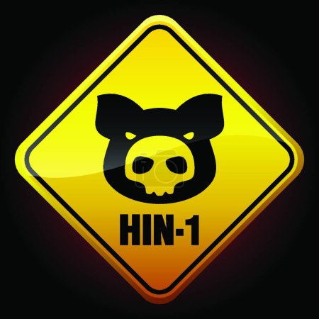 Illustration for Warning H1N1 sign  vector  illustration - Royalty Free Image