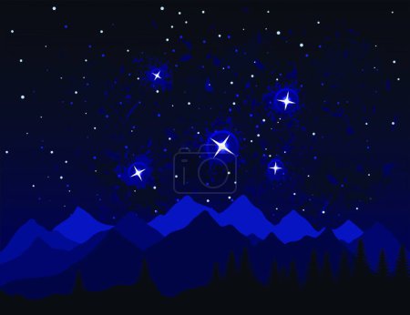 Illustration for Night in mountains modern vector illustration - Royalty Free Image