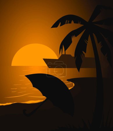 Téléchargez les illustrations : Illustration vectorielle moderne plage - en licence libre de droit